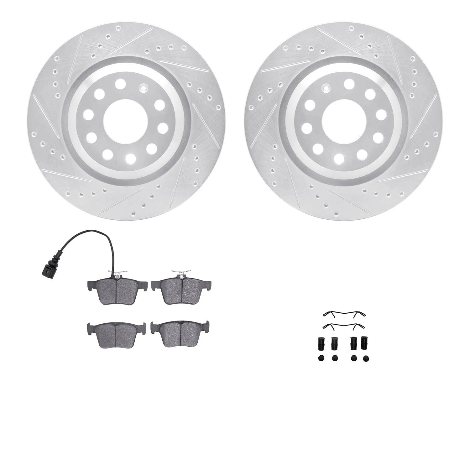 R1 Concepts WGWH1-74093 - R1 E- Line Series Brake Rotor - D/S - Silver w/ Ceramic Pads & Hdw