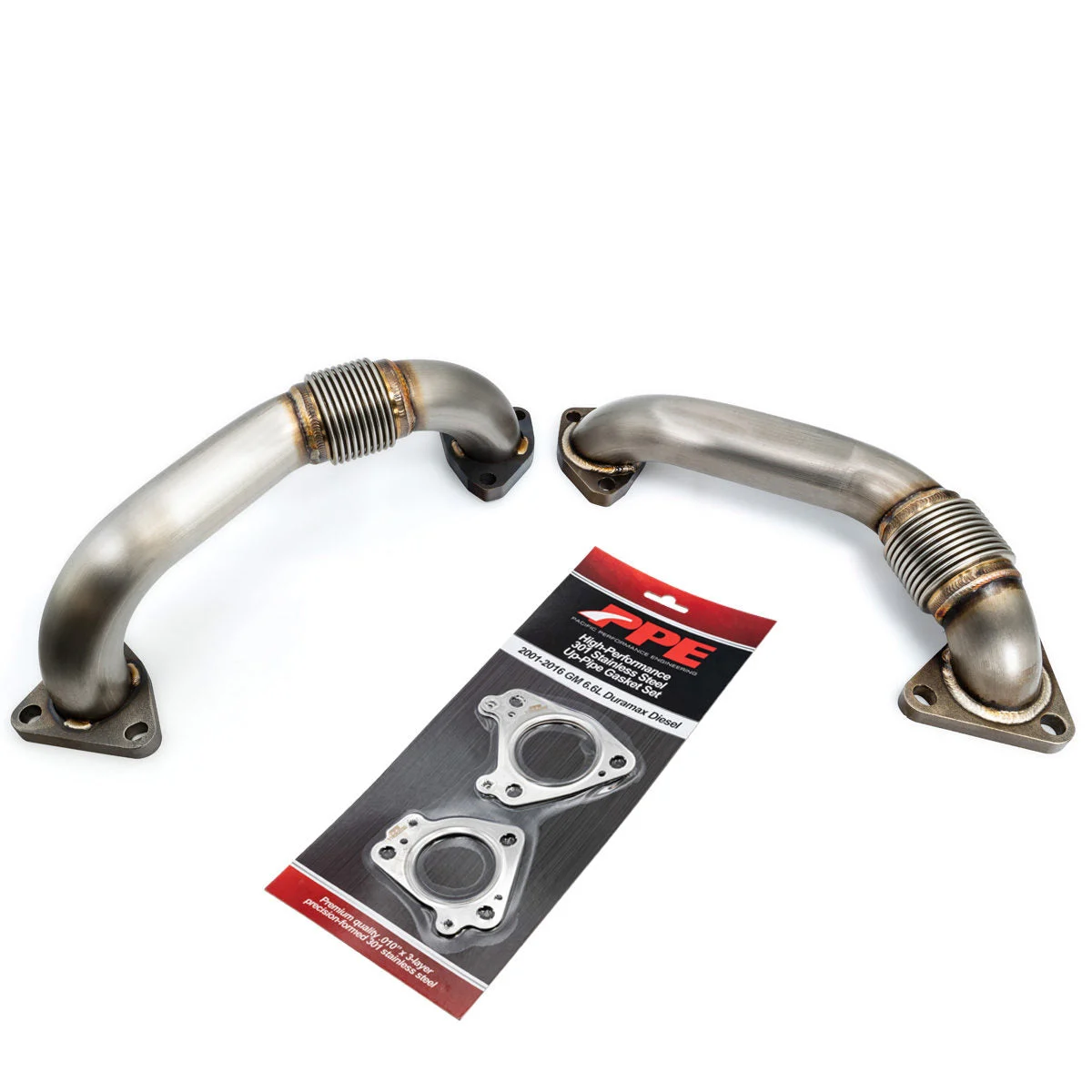 PPE 116120000 - GM 6.6L Duramax OEM Length Replacement High Flow Up-Pipes GM Fed 01-04 and Ca 2001