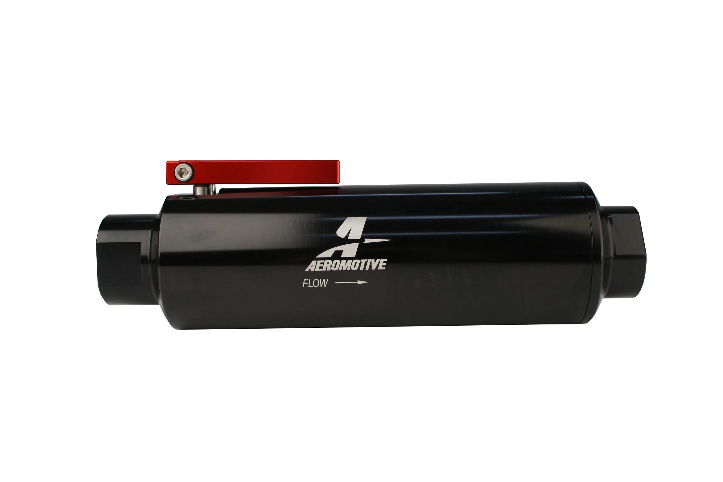 Aeromotive 12332 - In-Line AN-12 Filter w/Shutoff Valve 100 Micron SS Element - Black Anodize Finish