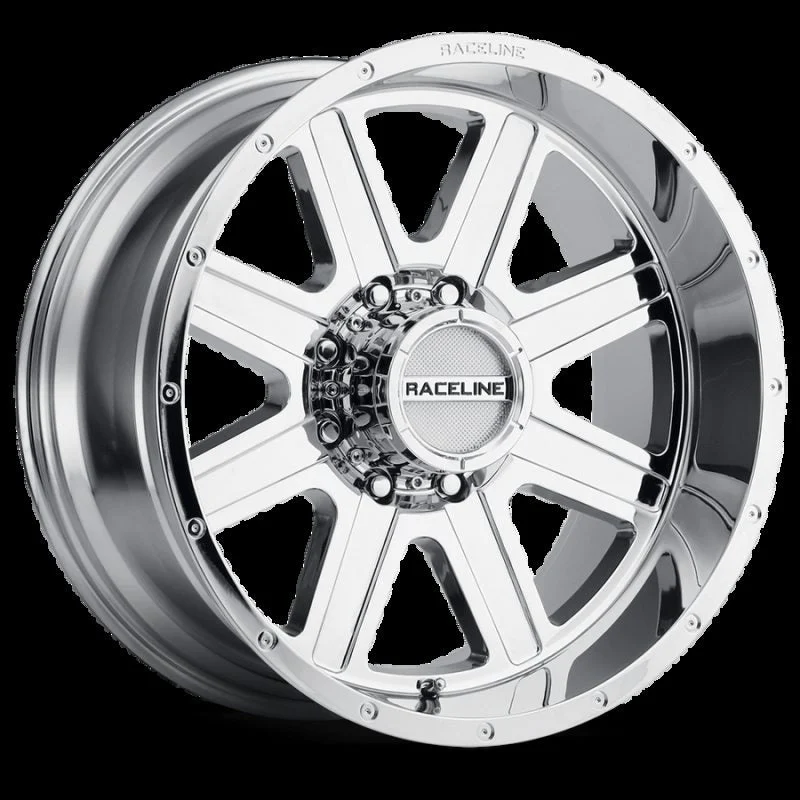 Raceline 940C-89080-00 - 940C Hostage 18x9in / 8x165.1 BP / 0mm Offset / 125.2mm Bore - Chrome Wheel