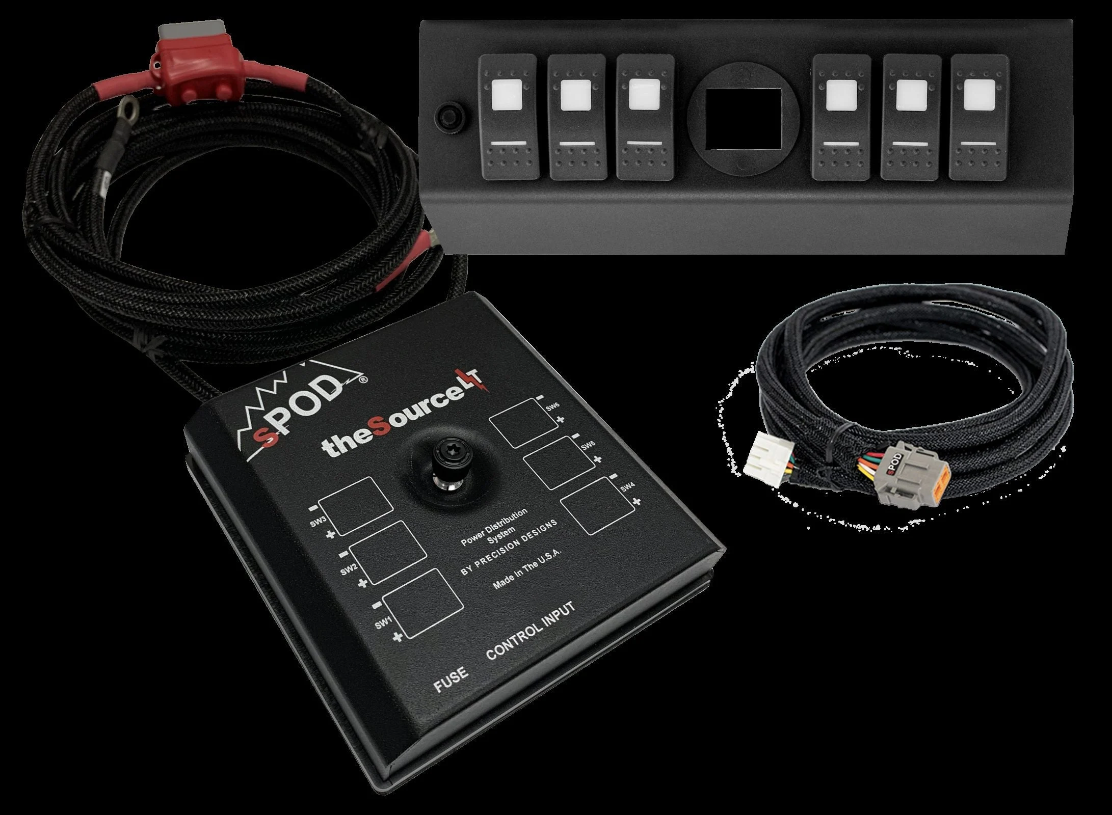 sPOD 873135 - SourceLT w/ Genesis Adapter and Blue LED Switch Panel for JK 2007-2008