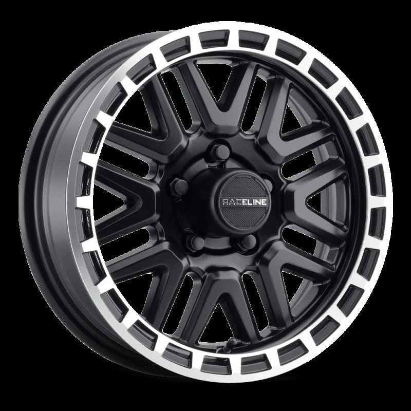 Raceline 953BM-46012 - 953BM Krank 14x6in / 5x114.3 BP / 0mm Offset / 3.19mm Bore - Black & Machined Wheel