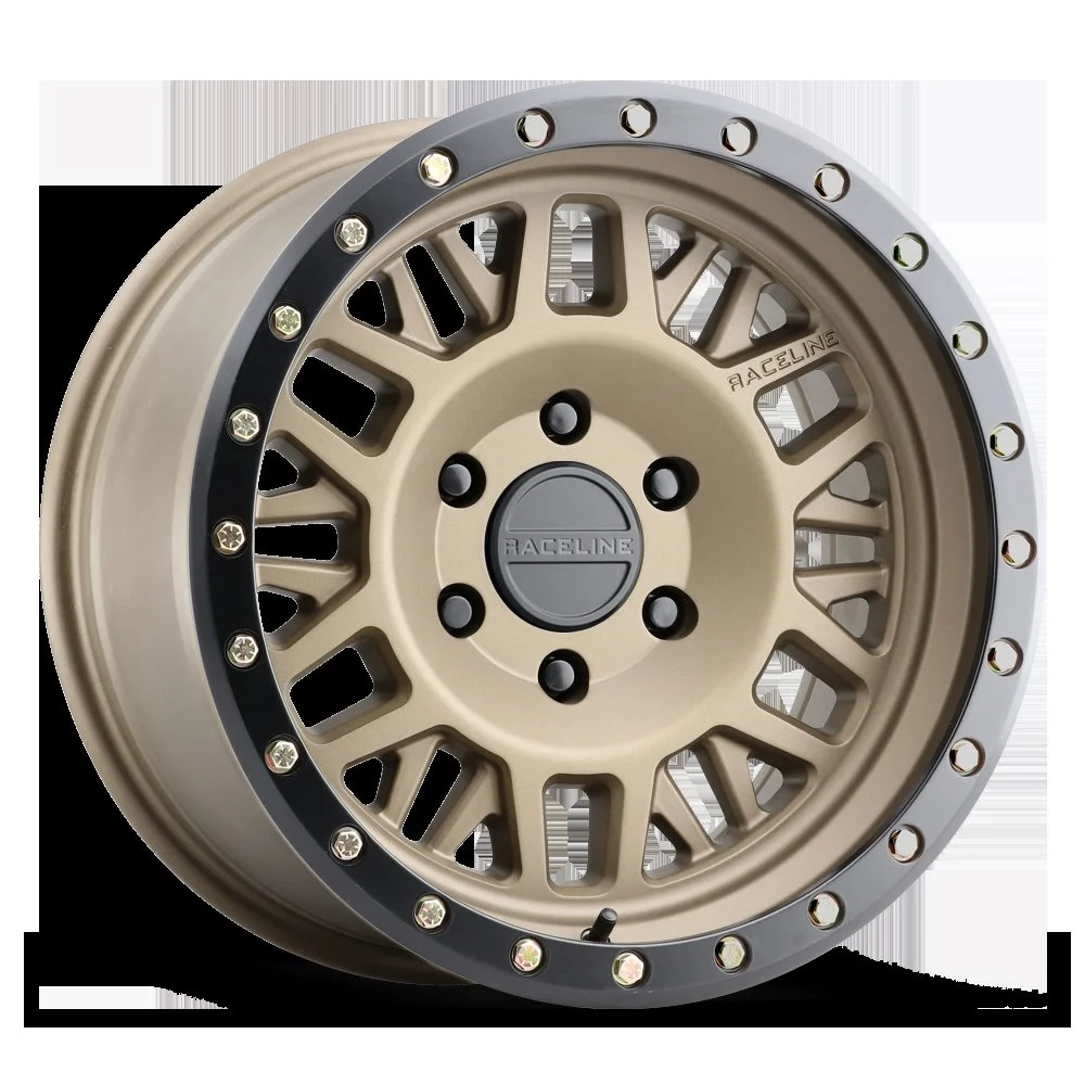 Raceline 951BZ-79080-12 - Aluminum Wheels 17x9 Ryno 951BZ Textured Bronze Gold -12 Offset 8 on 165.1 Bolt Pattern 125.2 Bore