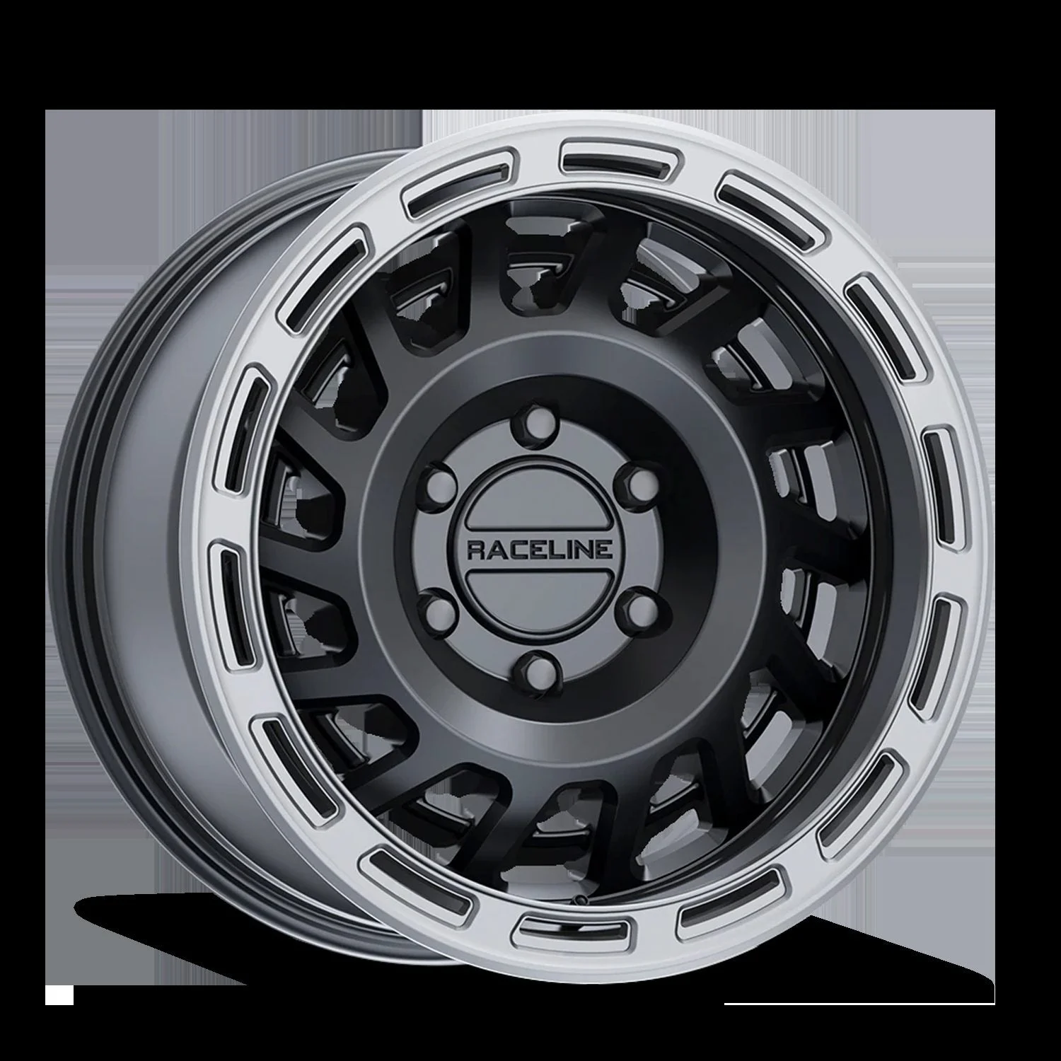 Raceline 957BS-78565-00 - Aluminum Wheels 17x8.5 Halo 957BS Satin Black Silver Ring 0 Offset 6 on 135 Bolt Pattern 87.1 Bore