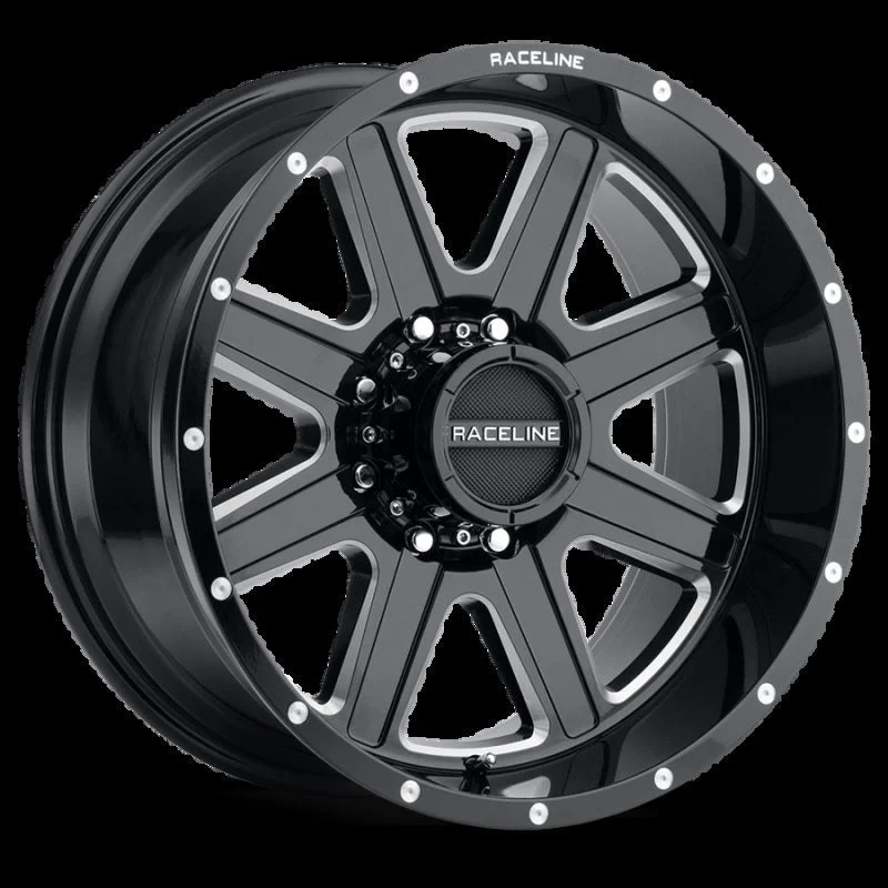 Raceline 940M-29081-00 - 940M Hostage 20x9in / 8x170 BP / 0mm Offset / 125.2mm Bore - Black & Milled Wheel
