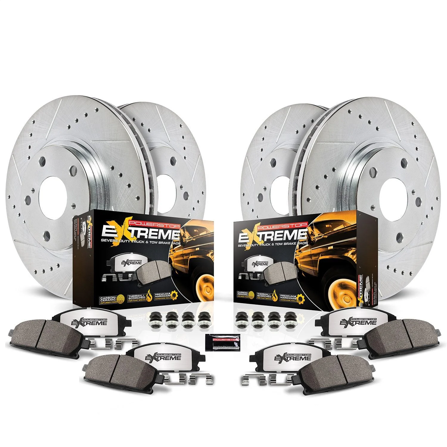PowerStop K8171-36 - Power Stop 2019 Chevrolet Silverado 1500 Front & Rear Z36 Truck & Tow Brake Kit