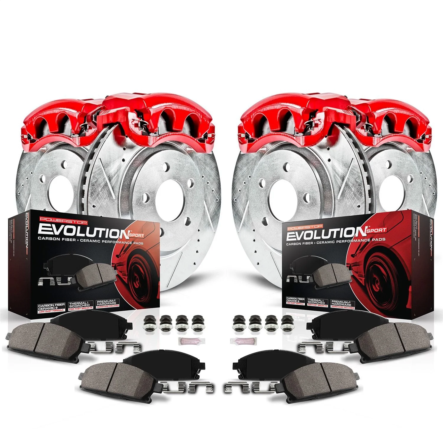 PowerStop KC4033 - Power Stop 05-10 Ford F-350 Super Duty Front & Rear Z23 Evolution Kit w/Calipers