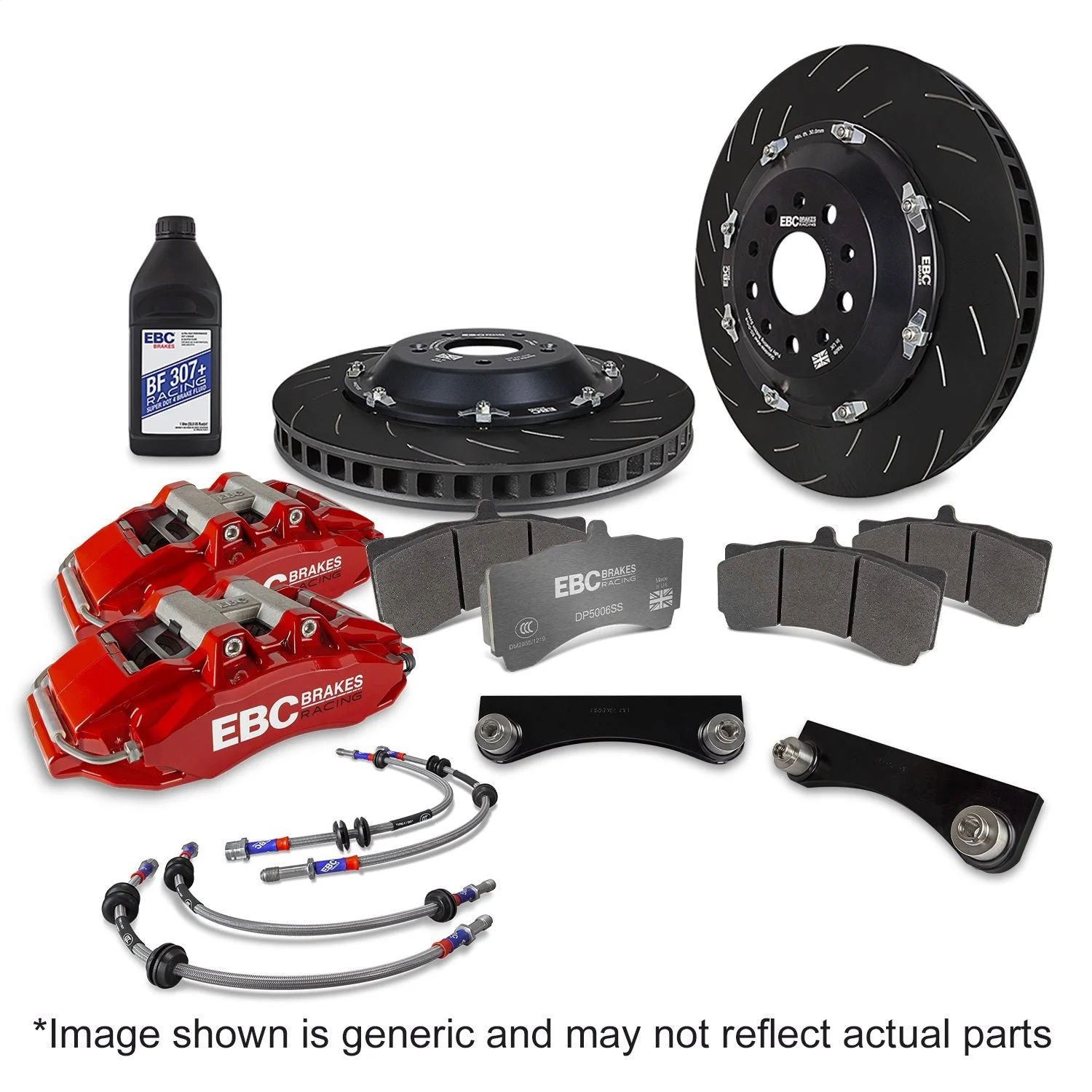 EBC BBK037RED-1 - Racing 17-21 Honda Civic Type-R (FK8) Red Apollo-6 Calipers 380mm Rotors Front Big Brake Kit