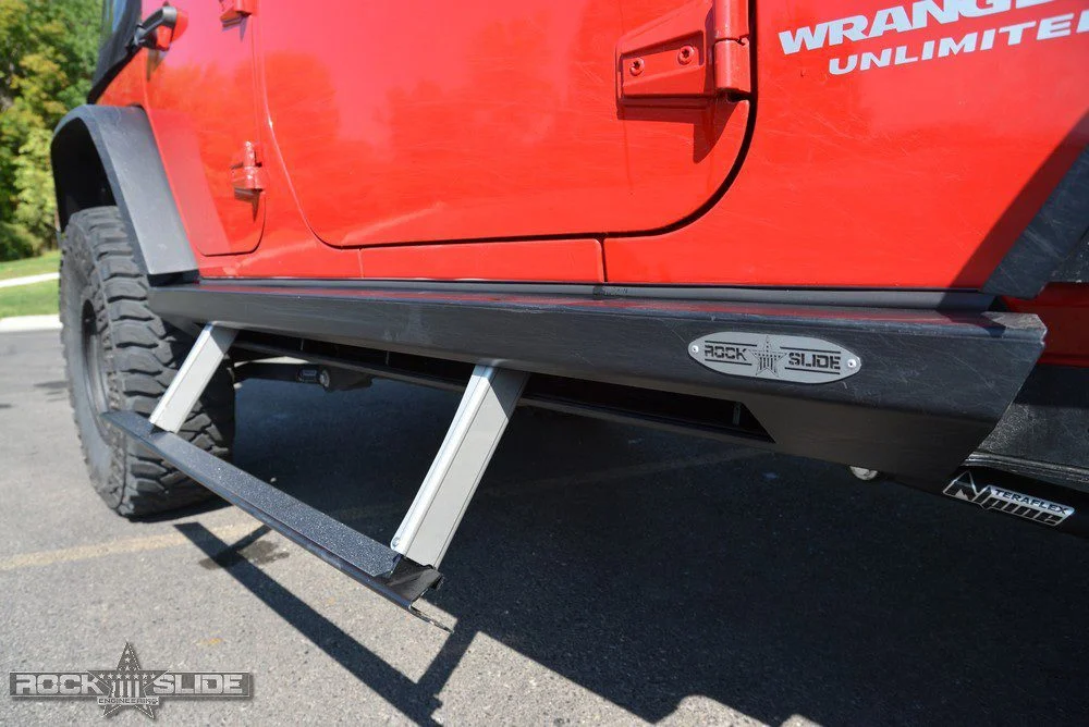 Rock Slide Engineering AX-SS-SP-JK4 - Step Slider Skid Plate Kit for 2007-18 Jeep JK 4 Door