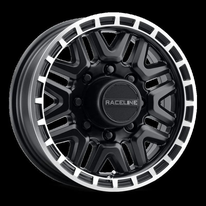 Raceline 953BM-66060 - 953BM Krank 16x6in / 6x139.7 BP / 0mm Offset / 4.25mm Bore - Black & Machined Wheel