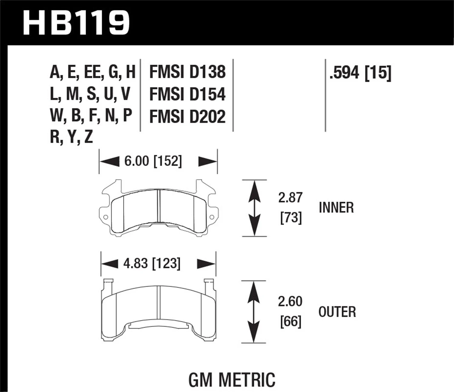 Hawk HB119E.594 - Buick / Cadillac / Chevrolet / GMC / Isuzu / Oldsmobile / Pontiac Blue 9012 Race Brake Pads