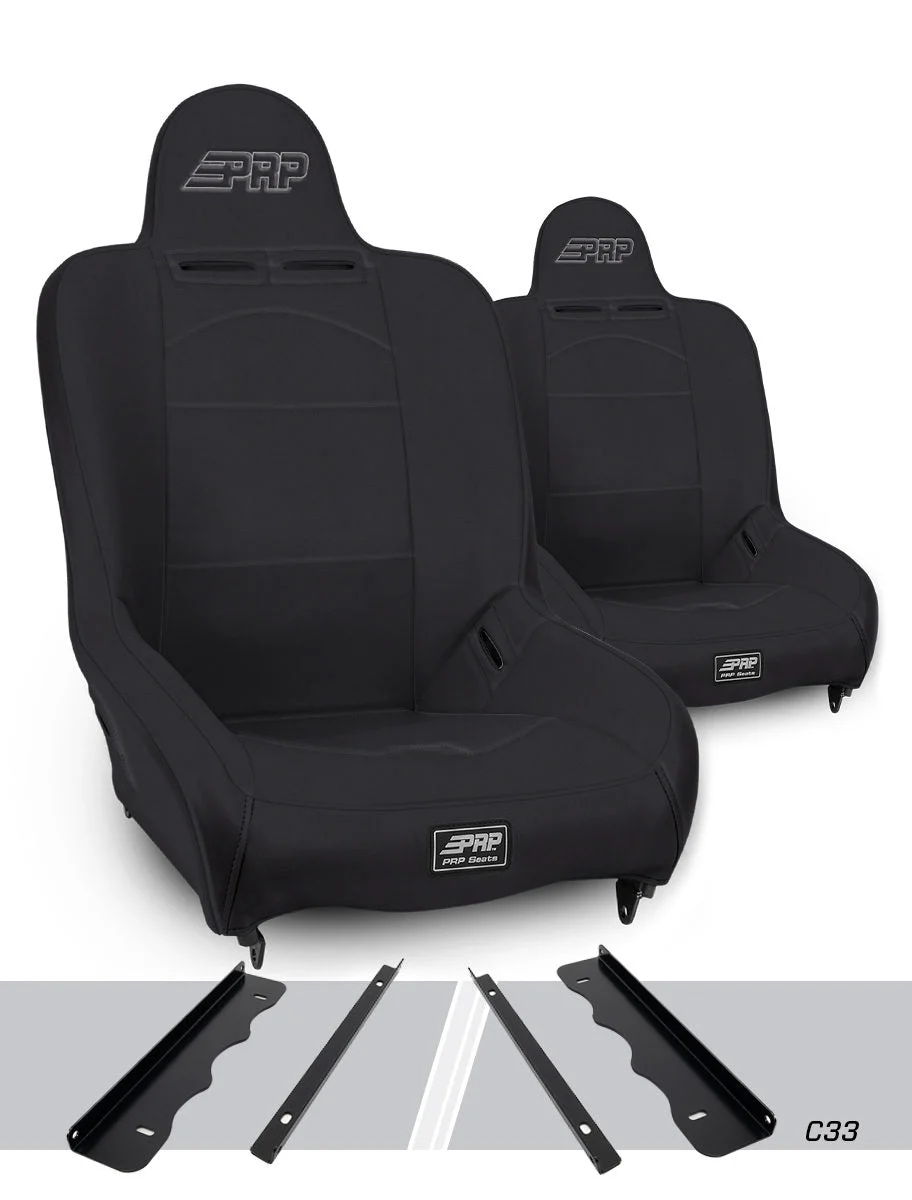 PRP Seats A100110-C33-50 - Premier High Back Suspension Seats Kit for 95-01 Jeep Cherokee XJ Pair Black