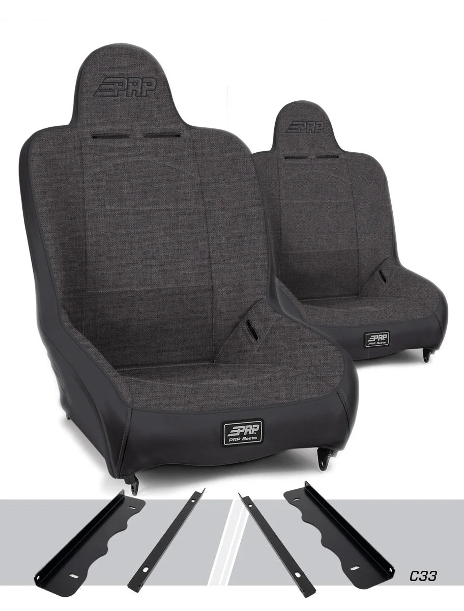 PRP Seats A100110-C33-54 - Premier High Back Suspension Seats Kit for 95-01 Jeep Cherokee XJ Pair Gray