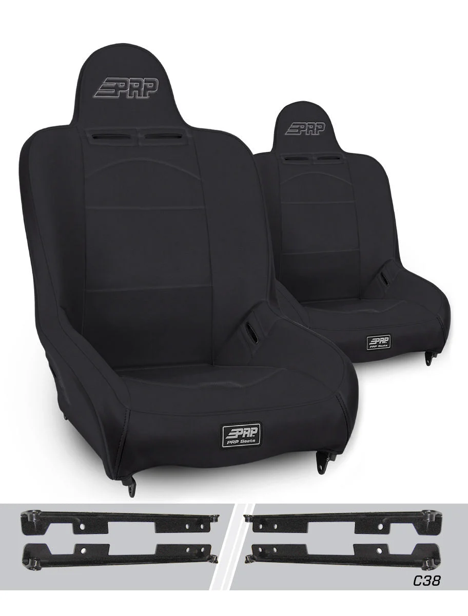 PRP Seats A100110-C38-50 - Premier High Back Suspension Seats Kit for Jeep Wrangler JK/JKU Pair Black