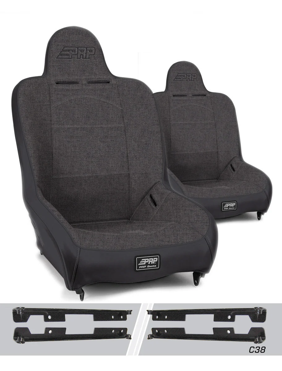 PRP Seats A100110-C38-54 - Premier High Back Suspension Seats Kit for Jeep Wrangler JK/JKU Pair Gray