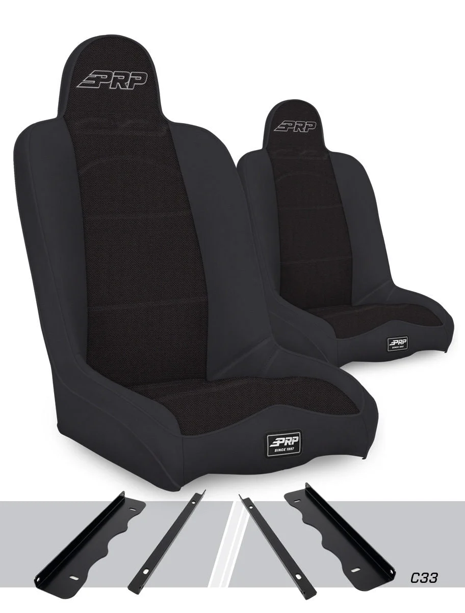 PRP Seats A140110-C33-50 - Daily Driver High Back Suspension Seats Kit for 95-01 Jeep Cherokee XJ Pair Black