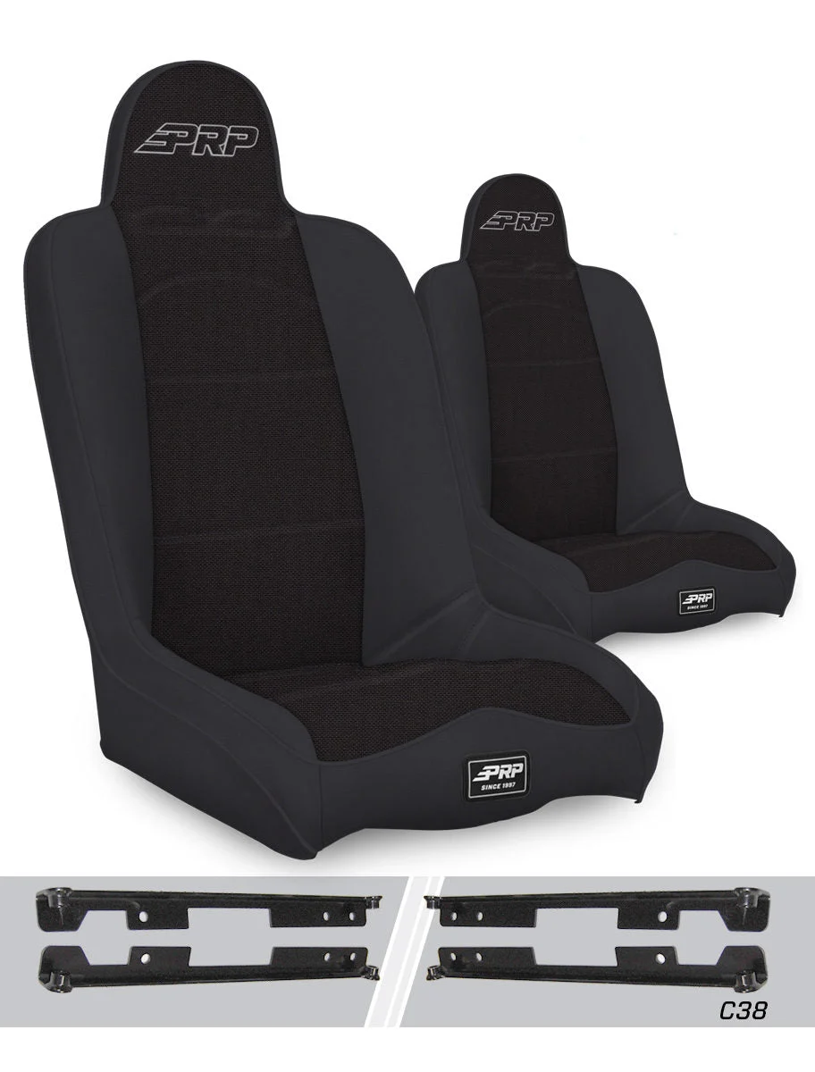 PRP Seats A140110-C38-50 - Daily Driver High Back Suspension Seats Kit for Jeep Wrangler JK/JKU Pair Black