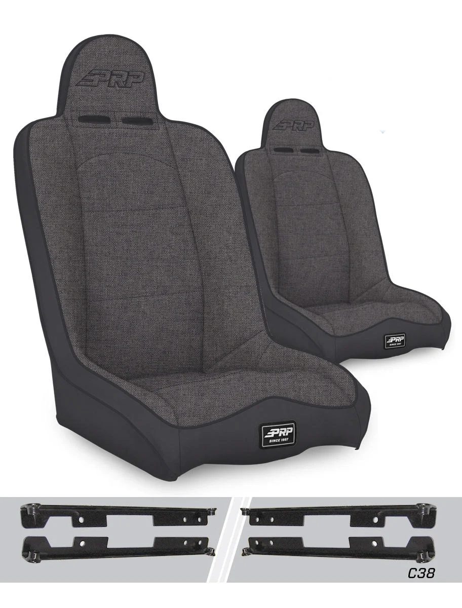 PRP Seats A140110-C38-54 - Daily Driver High Back Suspension Seats Kit for Jeep Wrangler JK/JKU Pair Gray