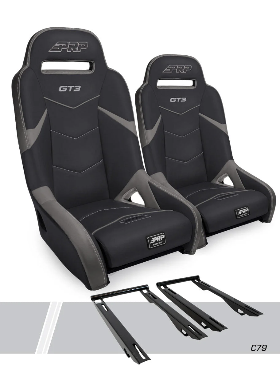 PRP Seats A7301-PORXP-C79-203 - GT3 Suspension Seats Kit for Polaris RZR PRO XP PRO R Turbo R Pair Black & Gray