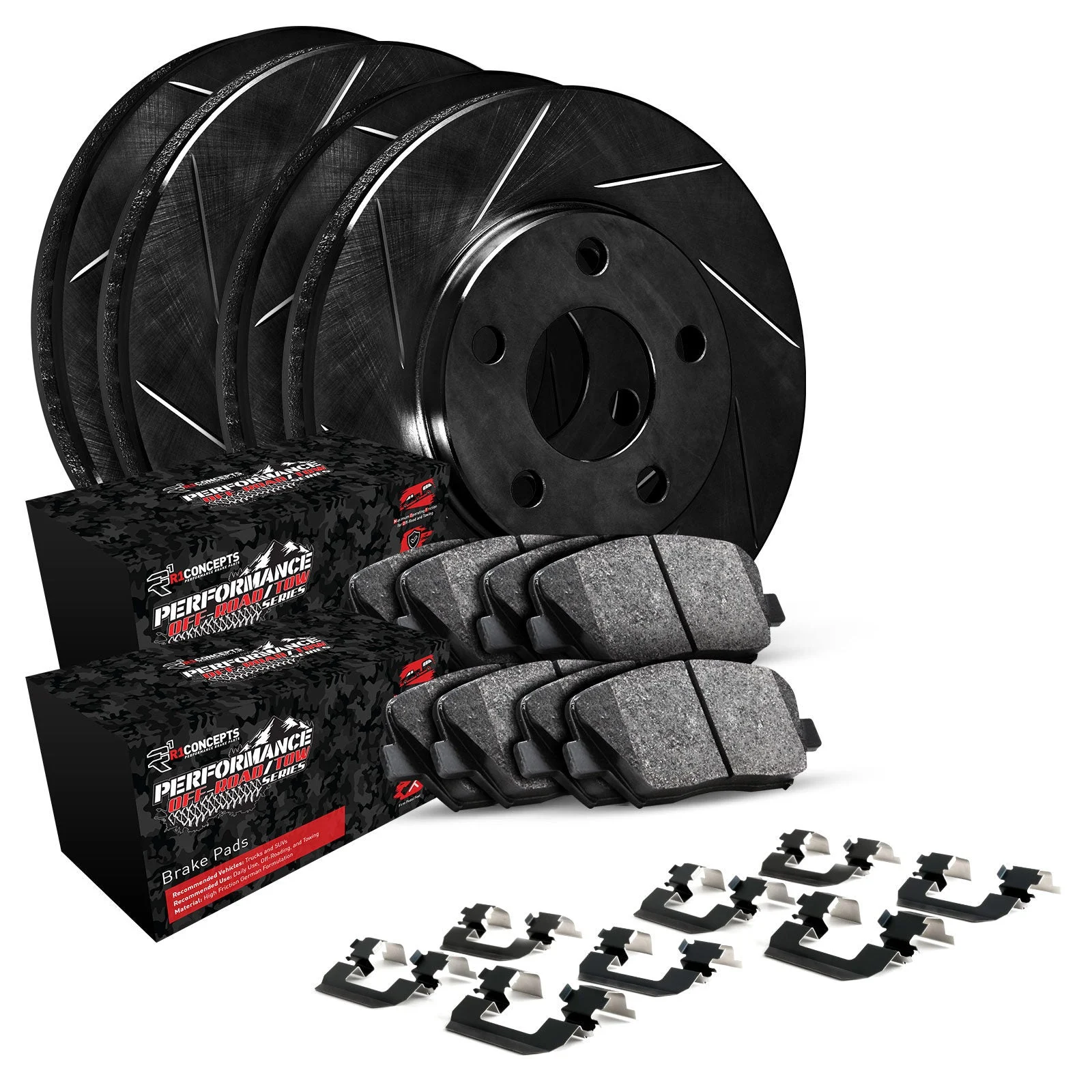 R1 Concepts WCVH2-40002 - R1 Brake Rotors - Slotted - Black w/ Perf Off-Road/Tow Pads & Hdw