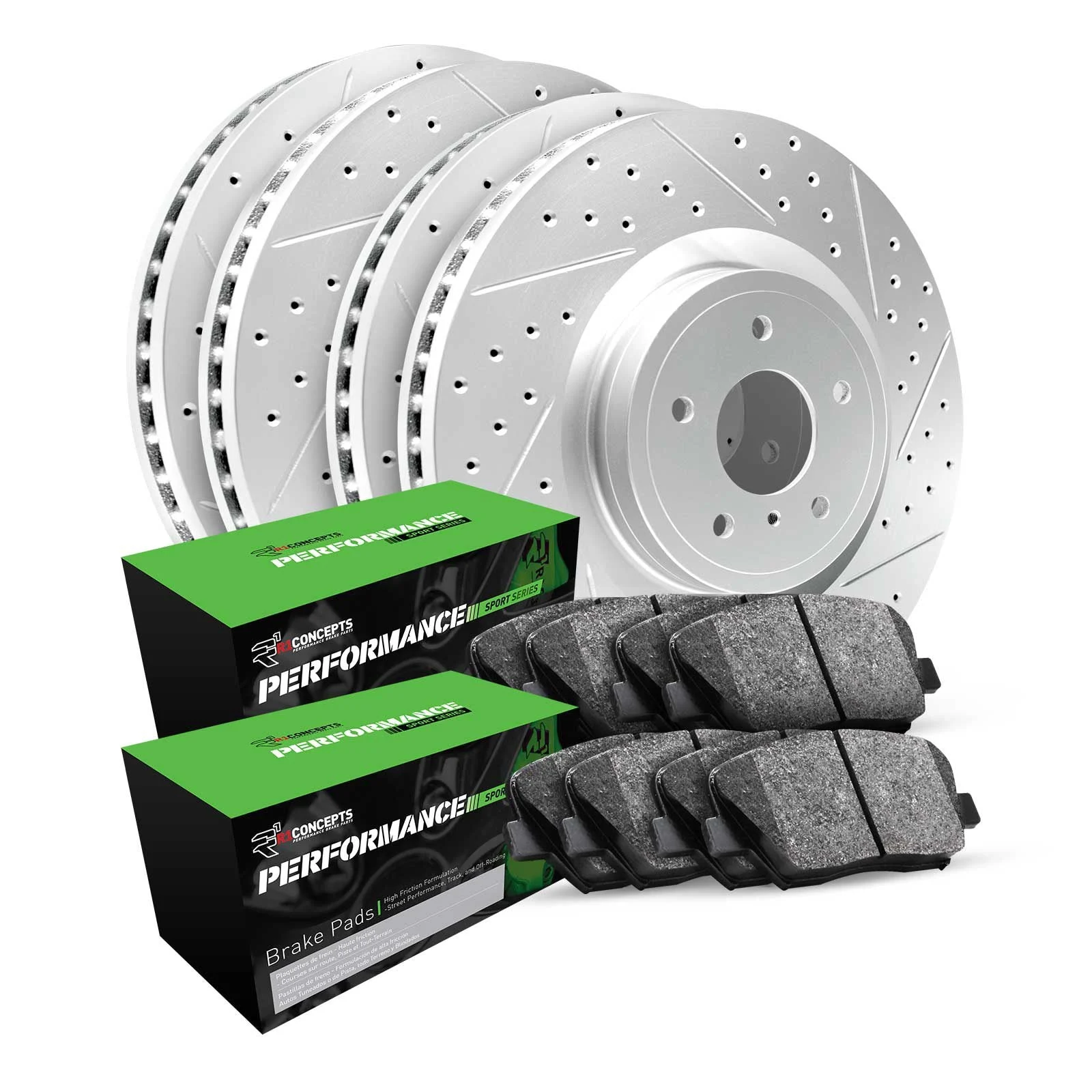 R1 Concepts WBSN2-42000 - R1 Brake Rotors - Carbon Coated - D/S w/ Perf Sport Pads