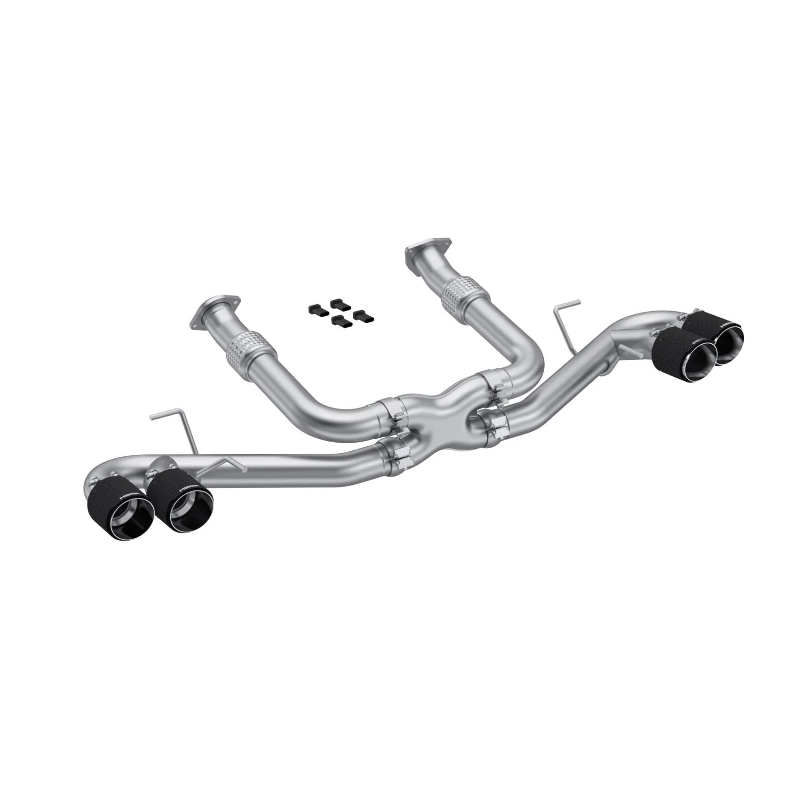 MBRP S70423CF - 2020-Up Chevrolet Corvette C8 6.2L Armor Pro T304 Stainless Steel 3 Inch Cat-Back Quad Split Rear with Carbon Fiber Tips Valve Delete