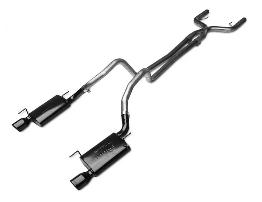 Pypes SFM68B - Cat Back Exhaust System 05-10 Mustang V6 Split Rear Dual Exit 2.5 in True Dual After-Cat X/Mid Pipes/Hardware/Violator Muffler/4 in Black Tips Incl  Exhaust