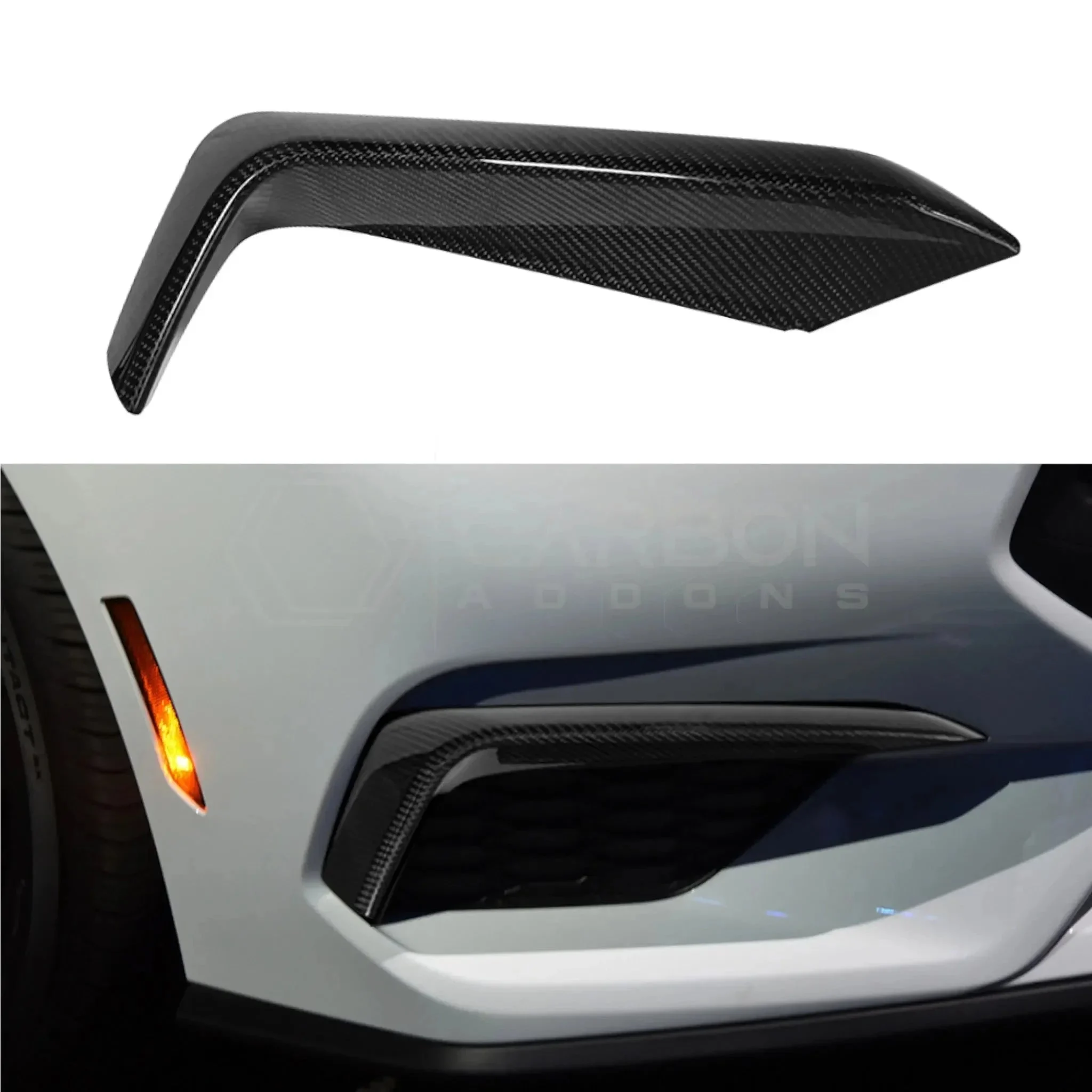 Real Carbon Fiber Front Bumper Grille Trim Covers for 2024+ Ford Mustang EcoBoost
