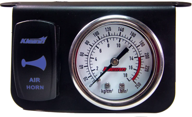 Kleinn Panel mounted 160 PSI gauge w/ an illuminated BLUE Momentary rocker switch