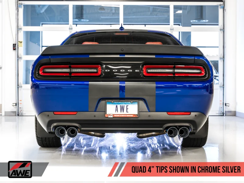 AWE Tuning 2017+ Dodge Challenger 5.7L Track Edition Exhaust - Chrome Silver Quad Tips