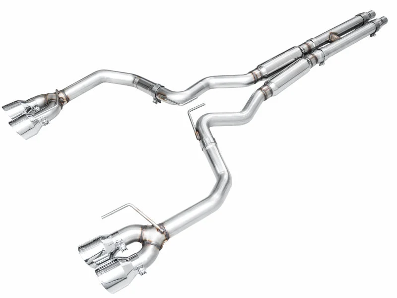 AWE 2024 Ford Mustang GT Fastback S650 RWD Track Edition Cat-Back Exhaust w/ Quad Chrome Silver Tips