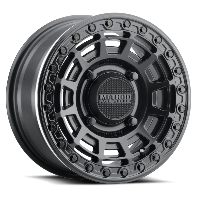 Method MR415 Beadlock 15x10 / 6+4/25mm Offset / 5x4.5 / 76 CB Matte Black Wheel - Gloss Black Ring