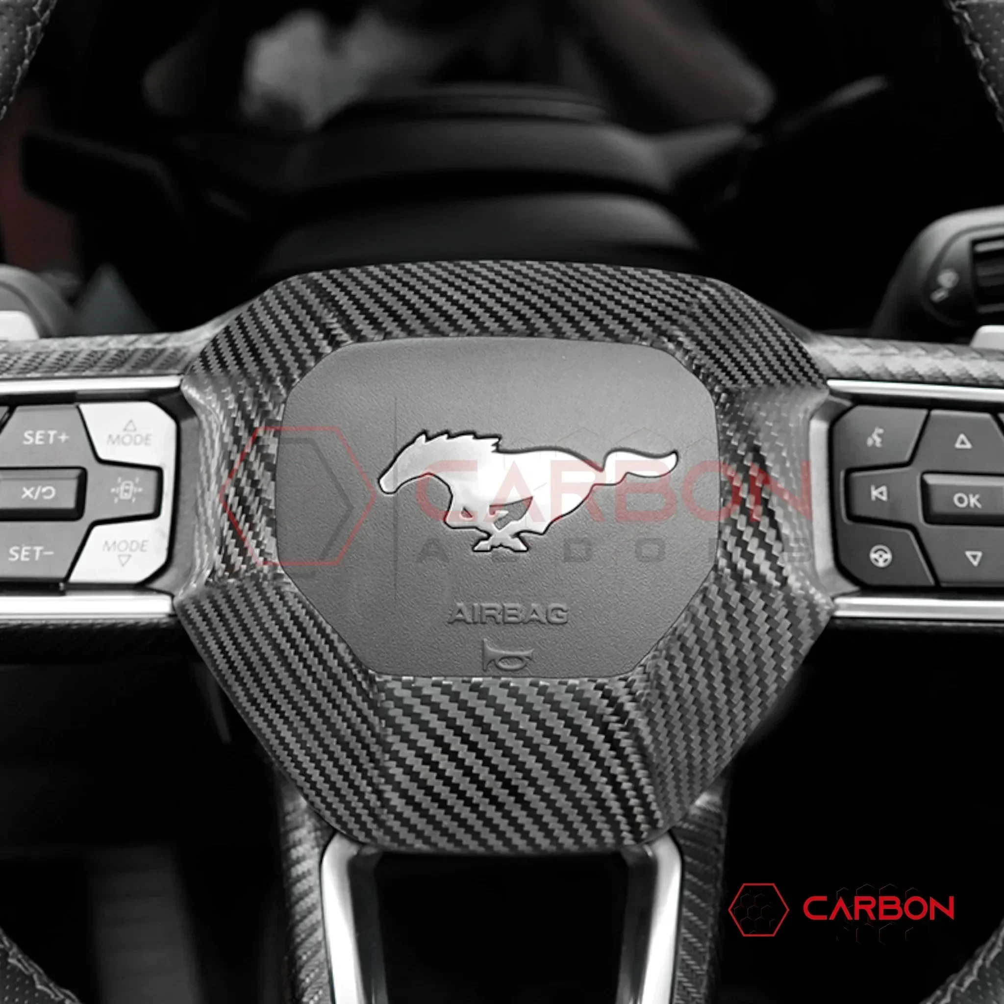 Real Carbon Fiber Airbag Cover for 2024+ Ford Mustang
