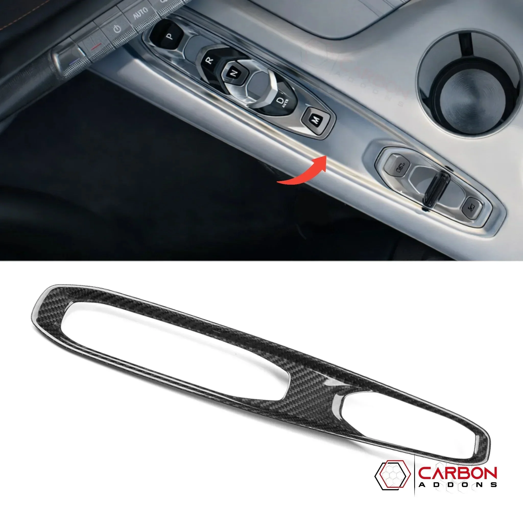 2026+ C8 Corvette Real Carbon Fiber Gear & Mode Selector Trim Cover | Interior Upgrade