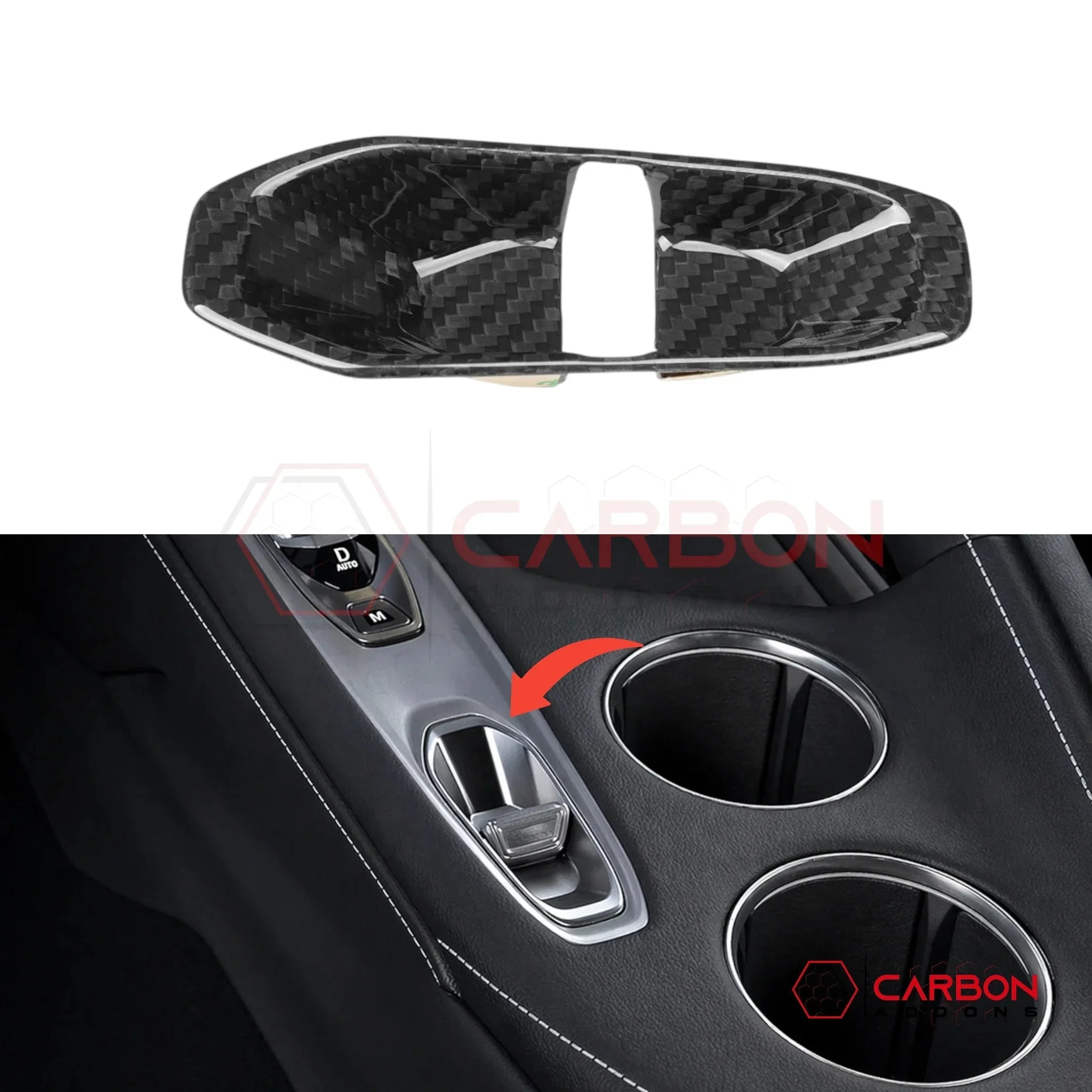 2026+ C8 Corvette Gear Selector Inner Frame Real Carbon Fiber Trim Cover