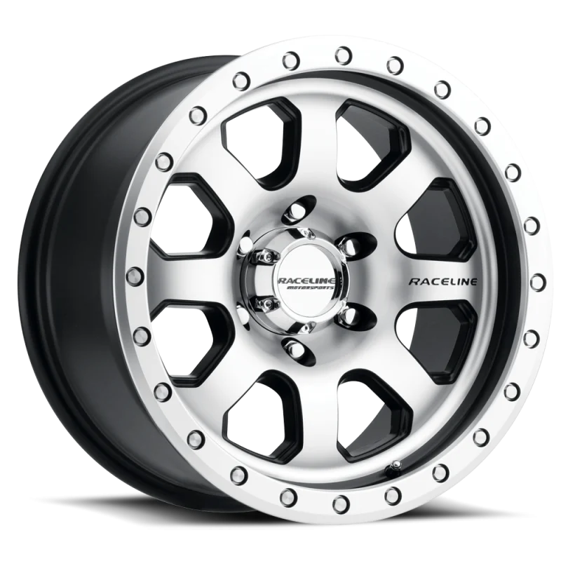 Raceline 929M Avenger 17x9in / 8x165.1 BP / 20mm Offset / 130.81mm Bore - Black & Machined Wheel