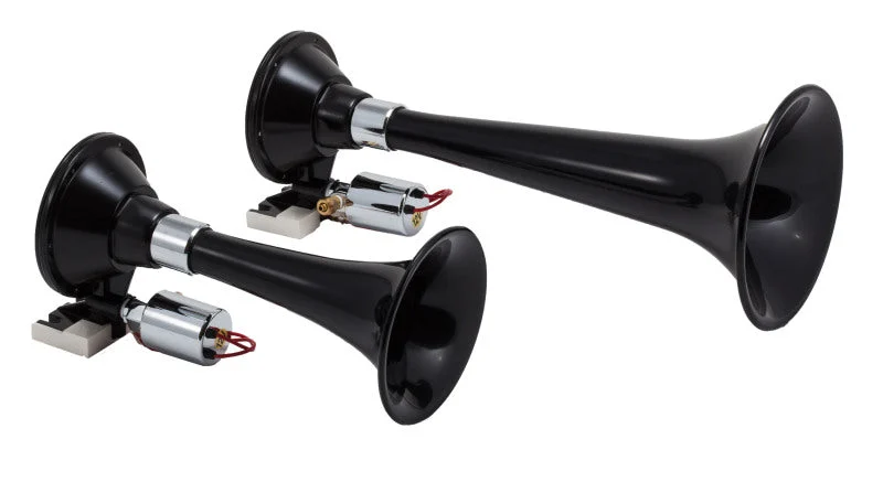 Kleinn Black Dual Horn/ 13In/8In - High Impact ABS Trumpet/ Zinc Alloy Base