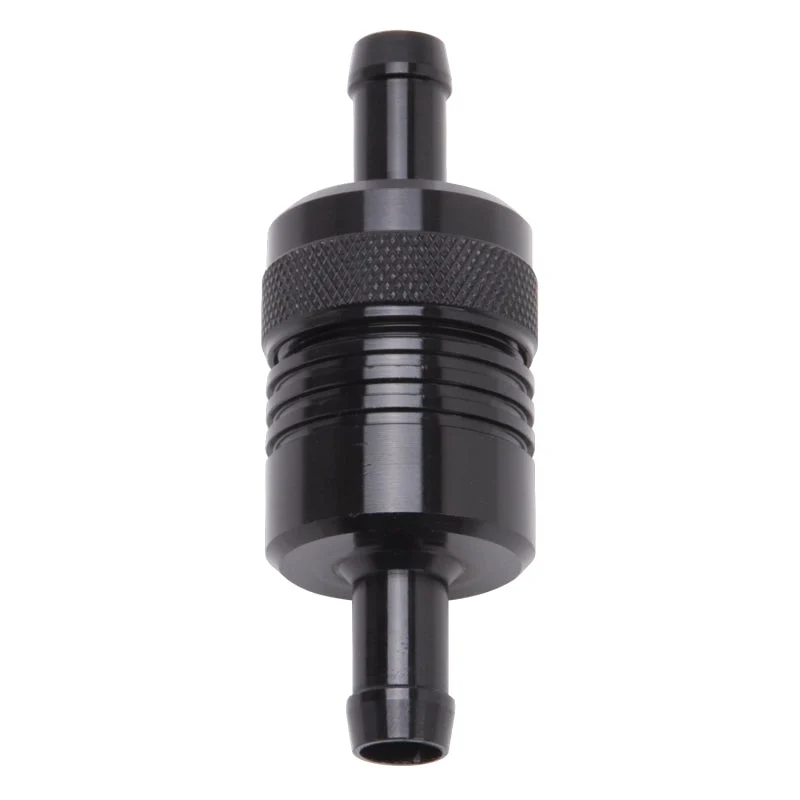 Edelbrock Fuel Filter Aluminum 3In X 01/ 1/8In 3/8In Inlet/Outlet Black