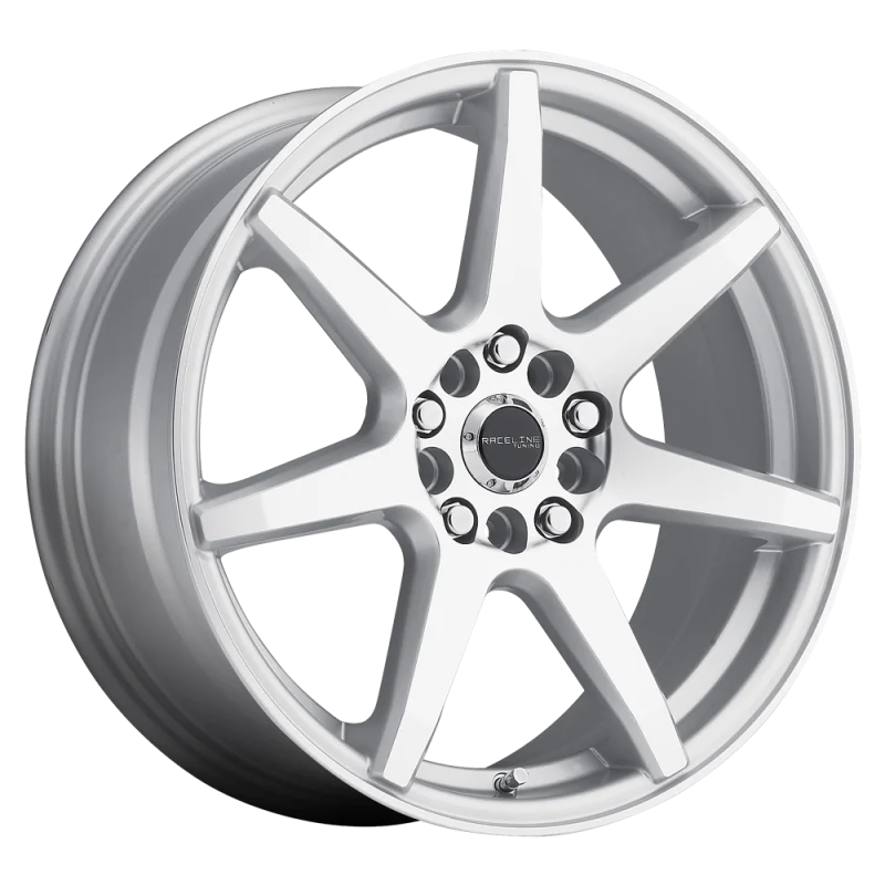 Raceline 131S Evo 18x7.5in / 5x100/5x114.3 BP / 42mm Offset / 72.62mm Bore - Silver & Machined Wheel