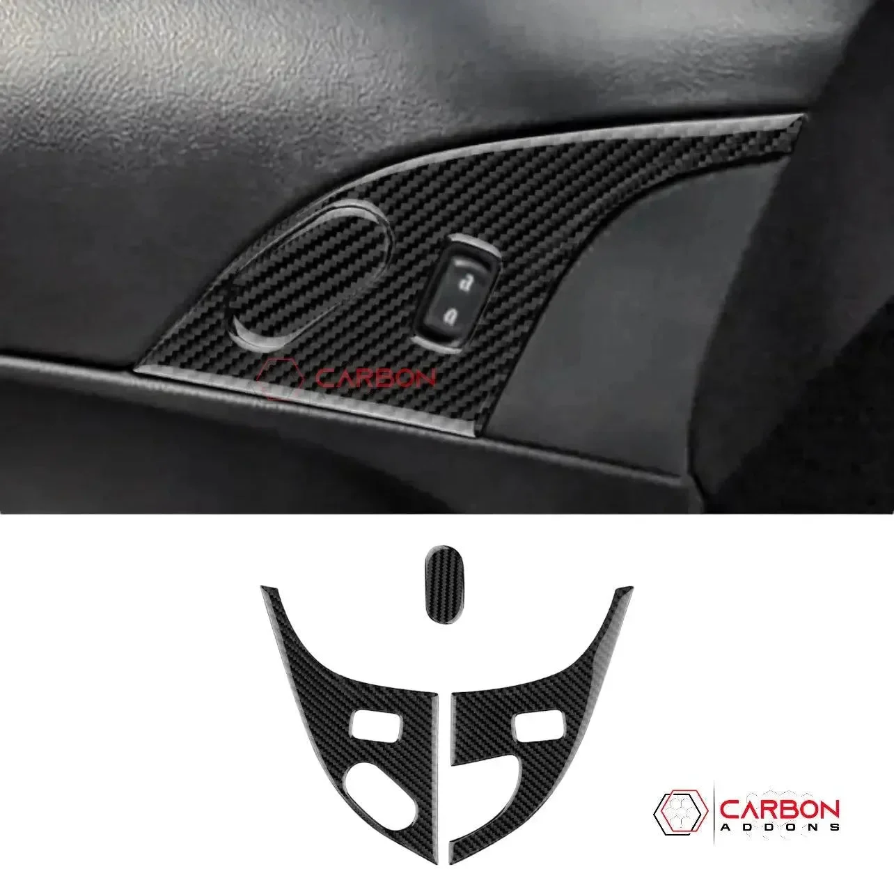 [3pcs Set] Real Carbon Fiber Door Lock Panel Switch Frame Overlay | C6 2005-2013 Corvette