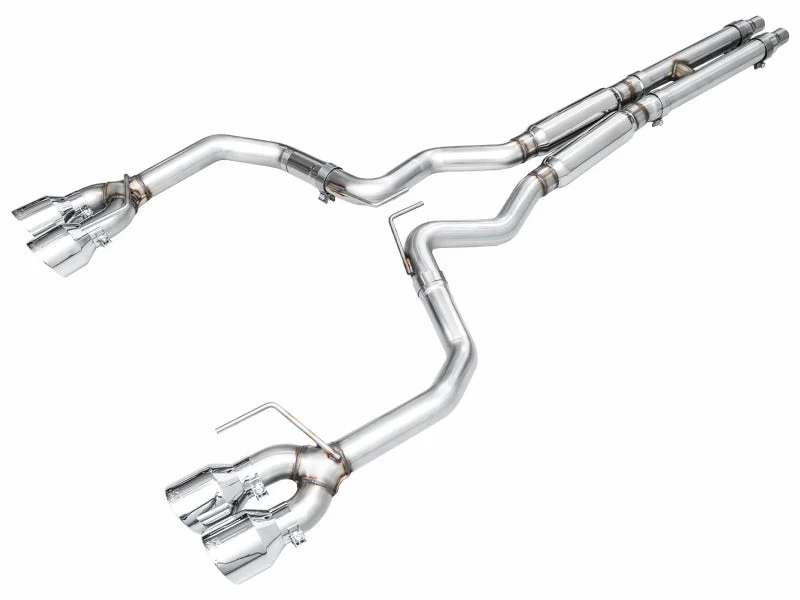 AWE 2024 Ford Mustang Dark Horse S650 RWD Track Edition Cat-Back Exhaust w/ Quad Chrome Silver Tips