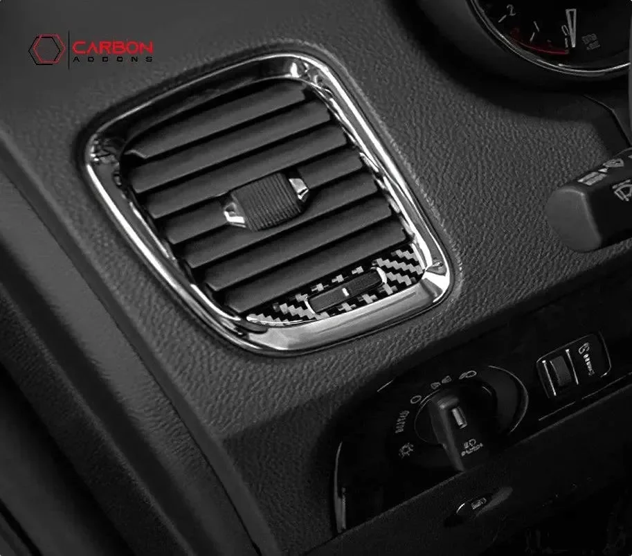 [4pcs] Real Carbon Fiber Dash AC Vent Control Trim Overlay for 2011-2020 Dodge Durango