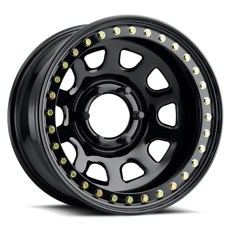 Raceline RT51 Daytona Rock 17x9in/5x139.7 BP/-38mm Offset/107.95mm Bore - Gloss Black Beadlock Wheel