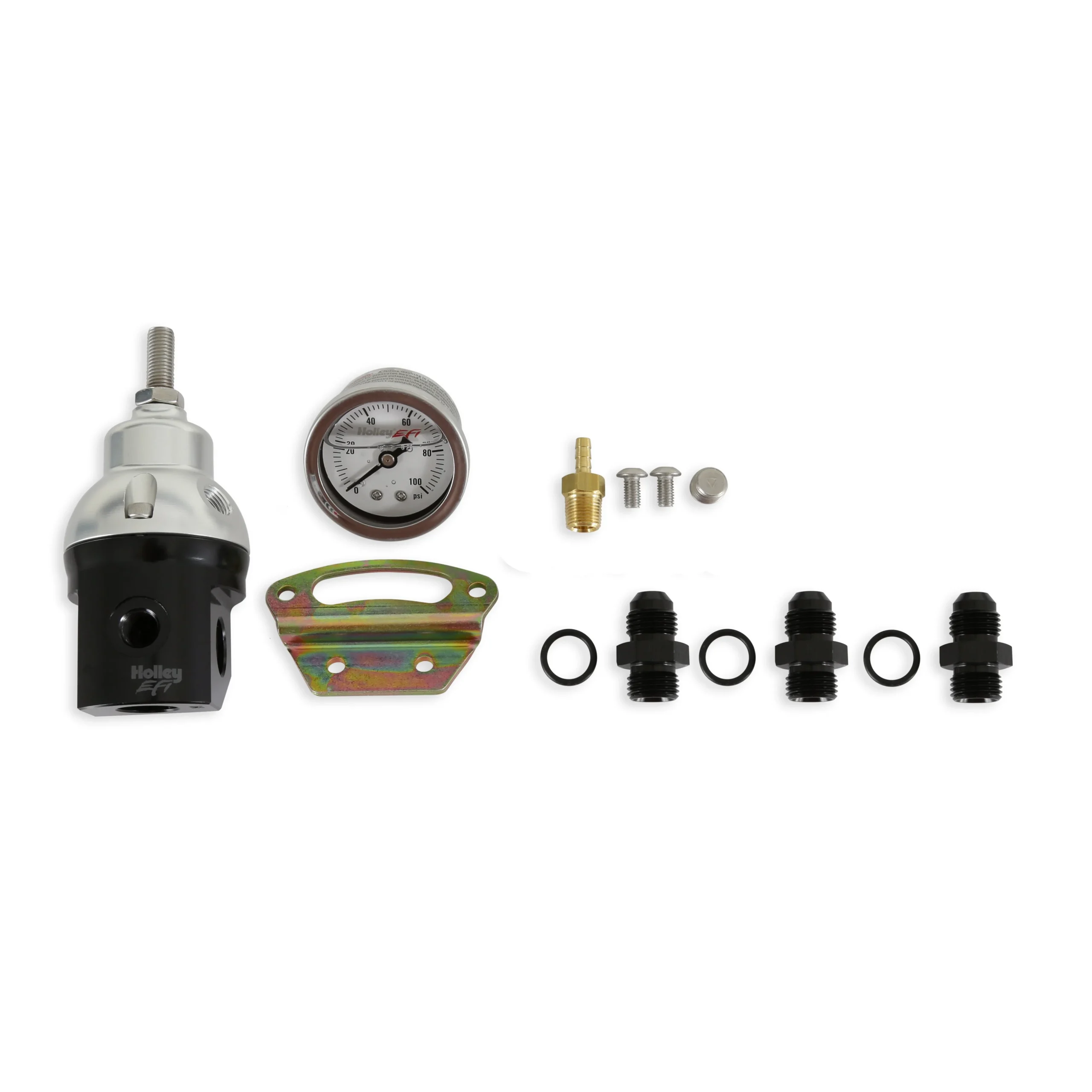 Holley EFI 15-90 PSI Fuel Regulator 6AN Boost Reference 1:1, Gauge and Fittings