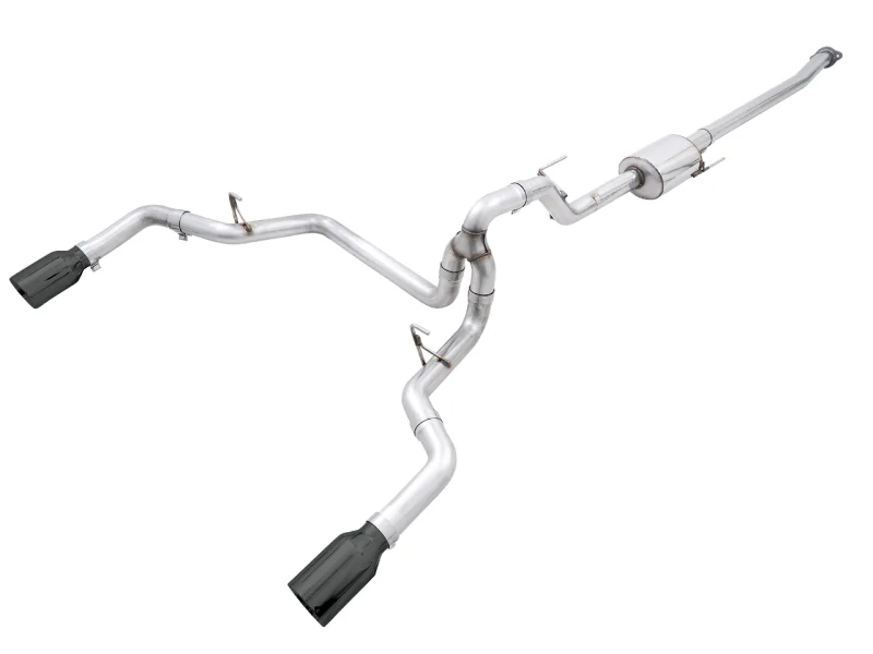 AWE Tuning 0FG 21+ Ford F150 Dual Split Rear Cat-Back Exhaust- 5in Diamond Black Tips