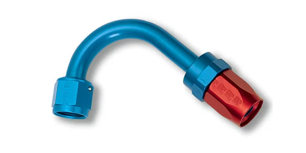 Russell Performance -12 AN Red/Blue 120 Degree Full Flow Swivel Hose End (With 1-1/4in Radius)