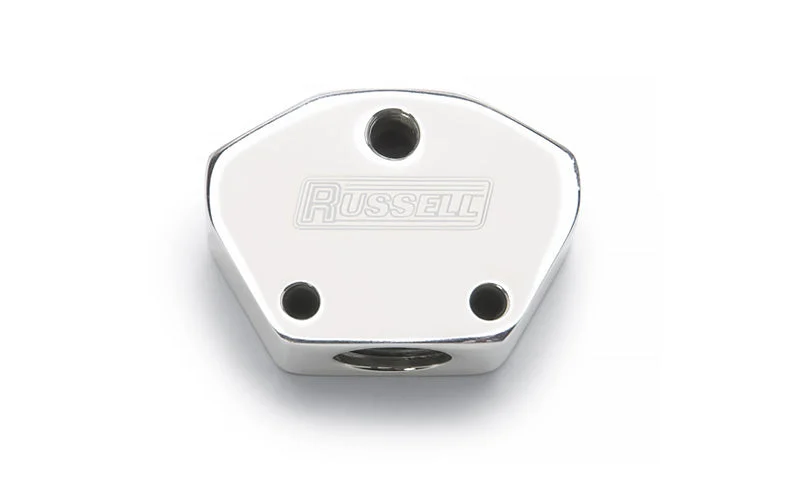 Russell Performance Billet Aluminum Y-Block w/ -10 AN inlet & -8 AN outlet (Polished finish)