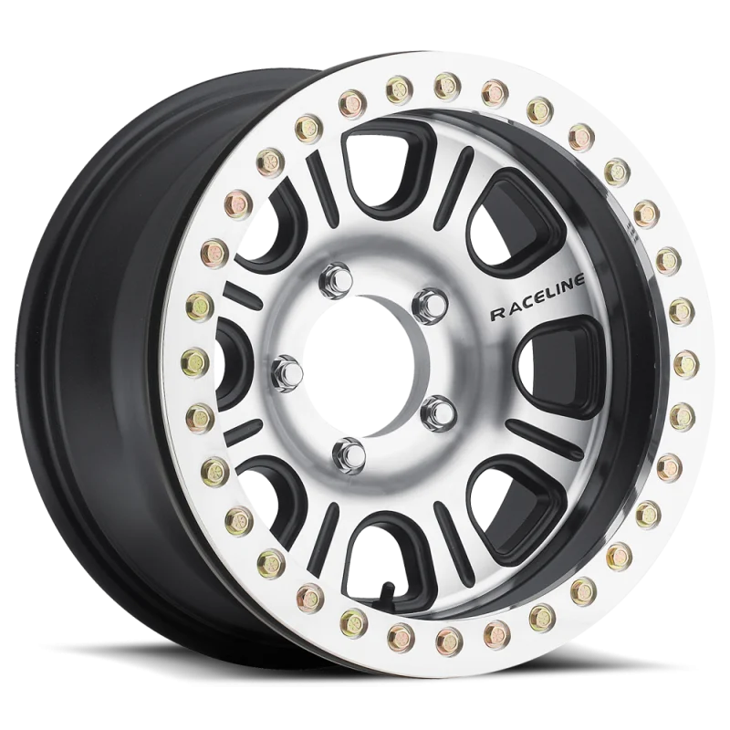 Raceline RT232 Monster 15x8in/6x139.7 BP/-32mm Offset/107.95mm Bore - BLK & Machined Beadlock Wheel