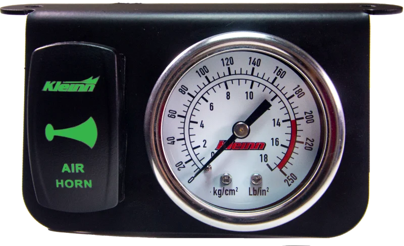 Kleinn Panel Mounted 160 PSI Gauge w/ an Illuminated GREEN Momentary Rocker Switch