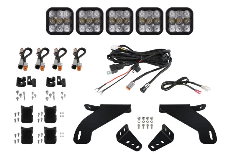 Diode Dynamics 21-22 Ford F-150 SS5 Grille CrossLink Lightbar Kit - Sport - White Combo